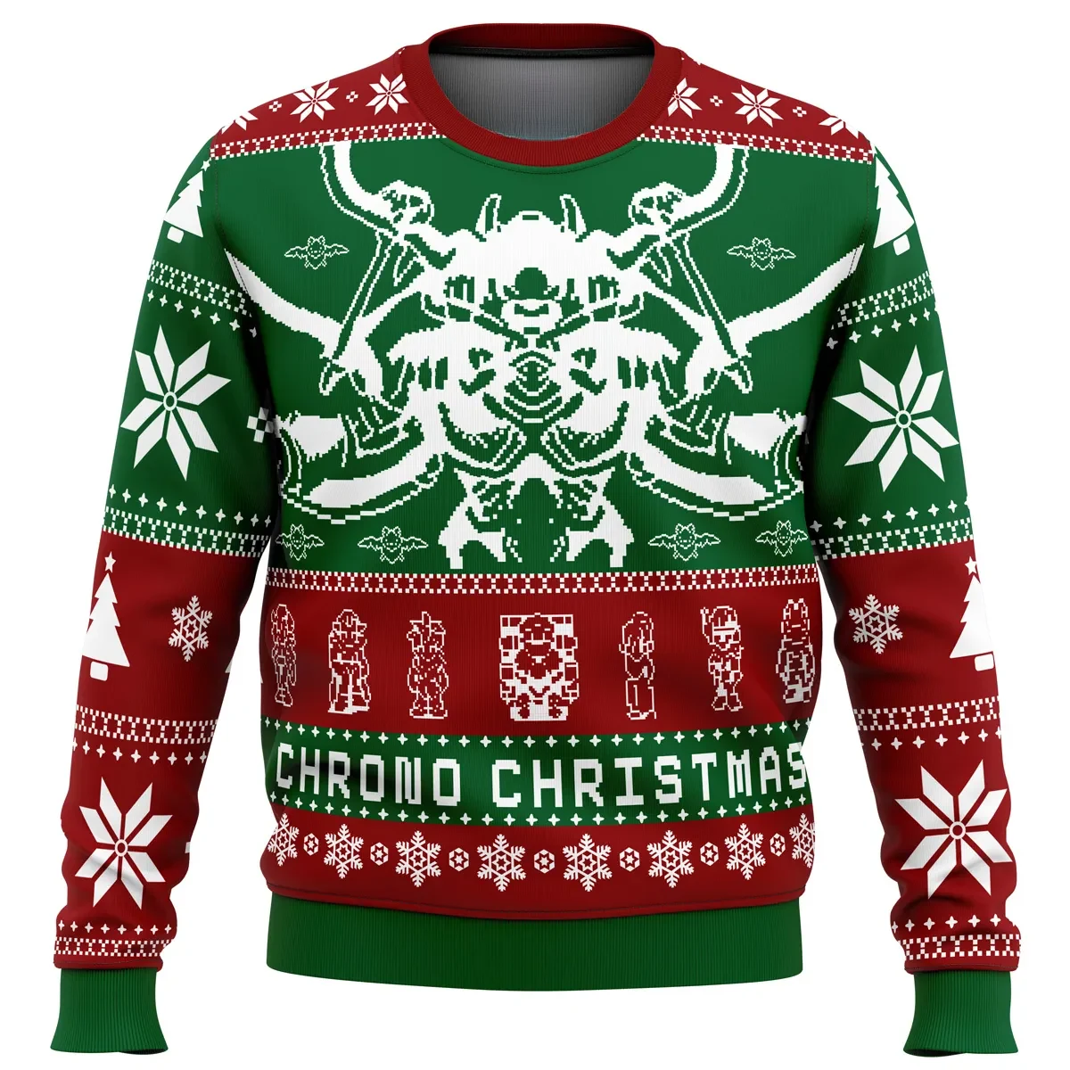 Chrono Trigger Chrono Christmas Ugly Christmas Sweater, Retro RPG Holiday Sweater, Lavos Pixel Art Gamer Xmas Gift for SNES Fans