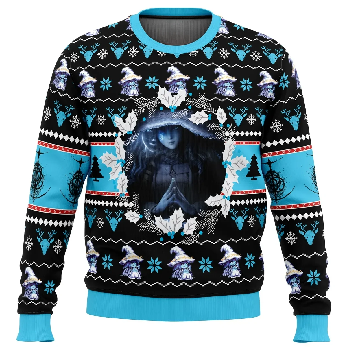 Ranni the Witch Elden Ring Ugly Christmas Sweater, Gamer Holiday Sweater, Holly Wreath Soulslike Video Game Xmas Gift for Tarnished Fans