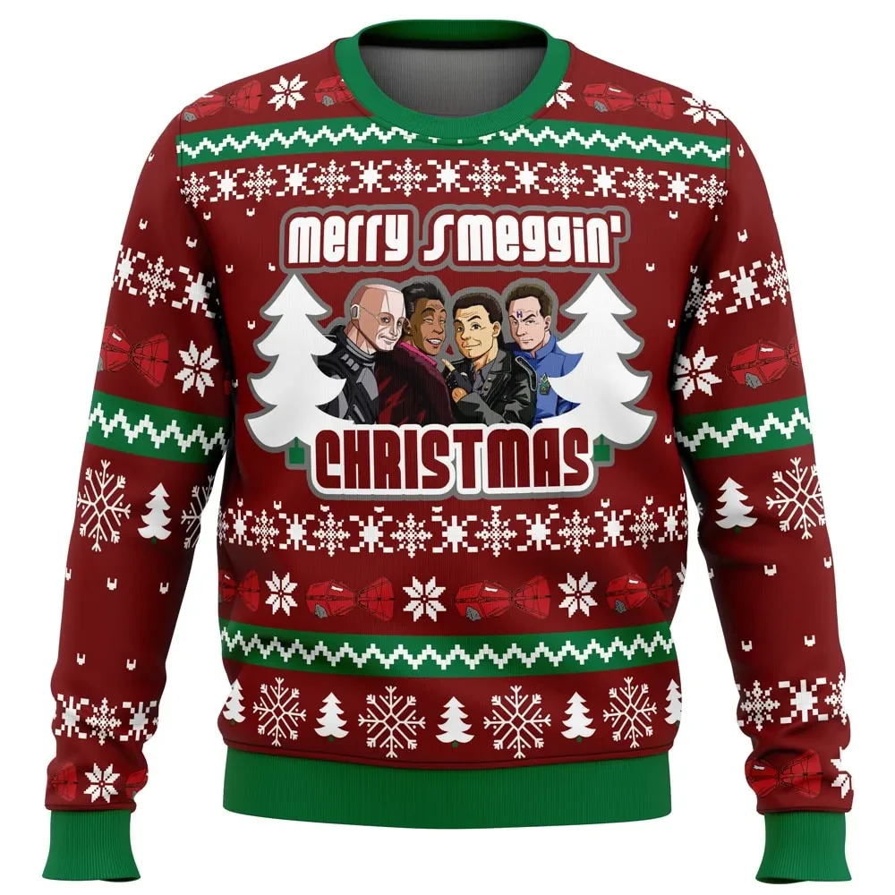 Merry Smeggin' Christmas Red Dwarf Ugly Christmas Sweater, Red Dwarf Sci-Fi TV Show Holiday Sweater, Unisex All Over Print Xmas Sweater
