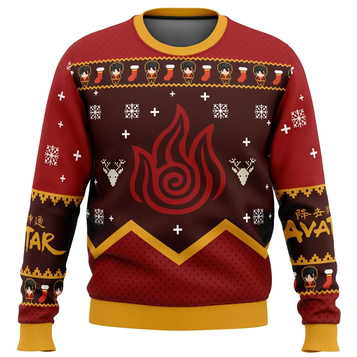 Firebenders Fire Nation Avatar The Last Airbender Ugly Christmas Sweater, Avatar Anime Holiday Sweater, Unisex Xmas Jumper