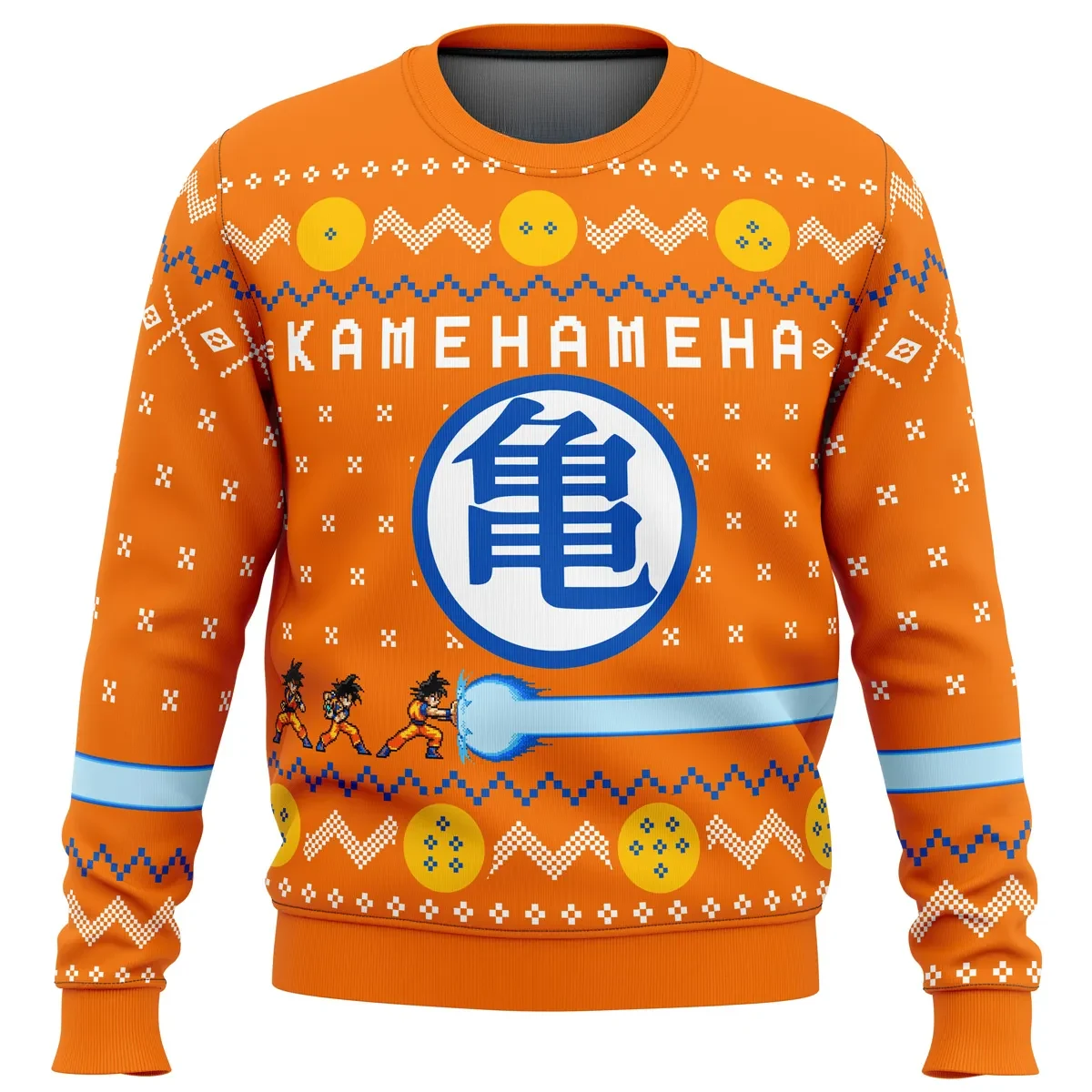 Dragon Ball Z Kamehameha Ugly Christmas Sweater, DBZ Goku Kame Symbol Holiday Sweater, Turtle School Dragon Balls Anime Xmas Gift for Fans