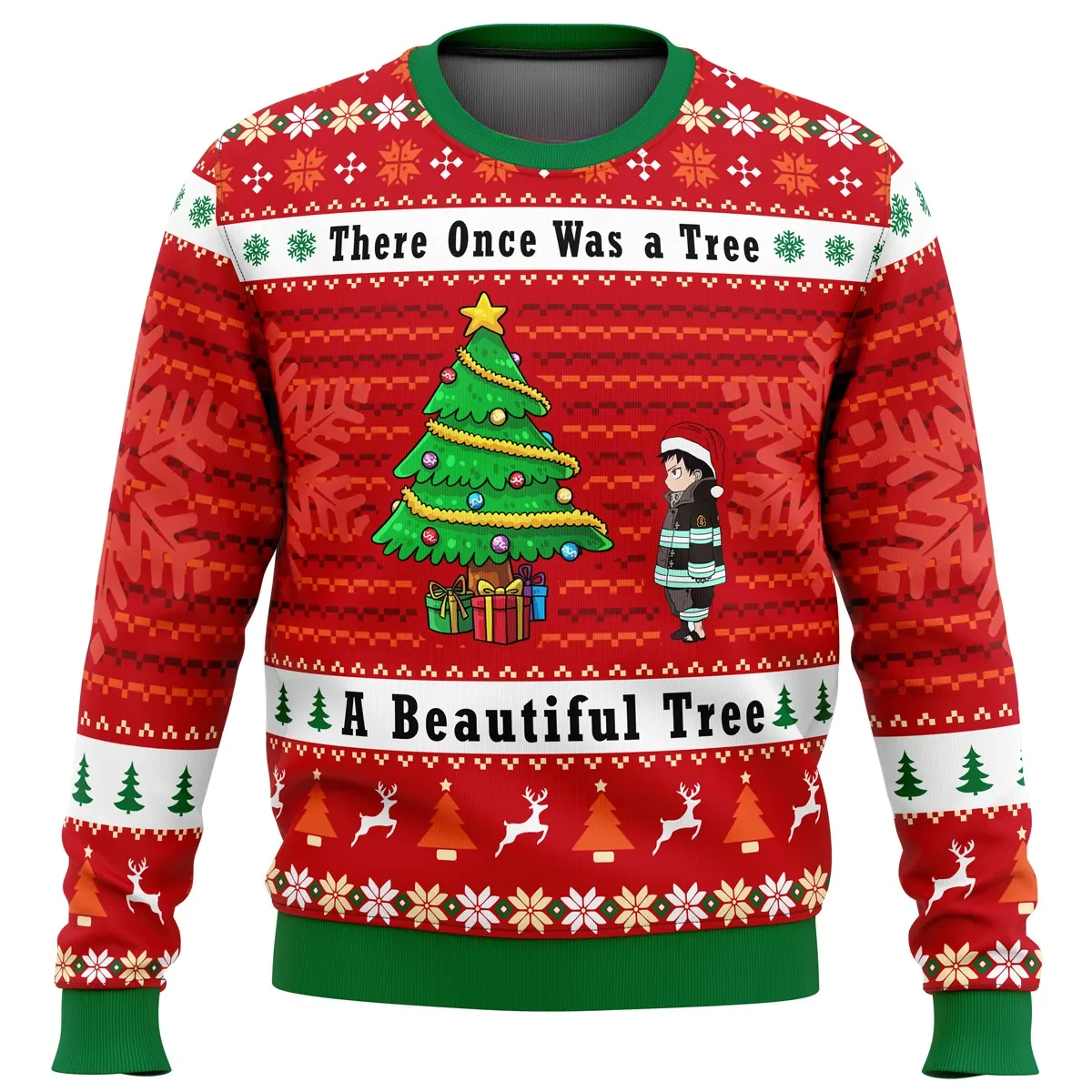 Fire Force A Beautiful Tree Ugly Christmas Sweater, There Once Was a Tree Holiday Sweater, Anime Meme Unisex Sweatshirt, Anime Xmas Gift for Fans