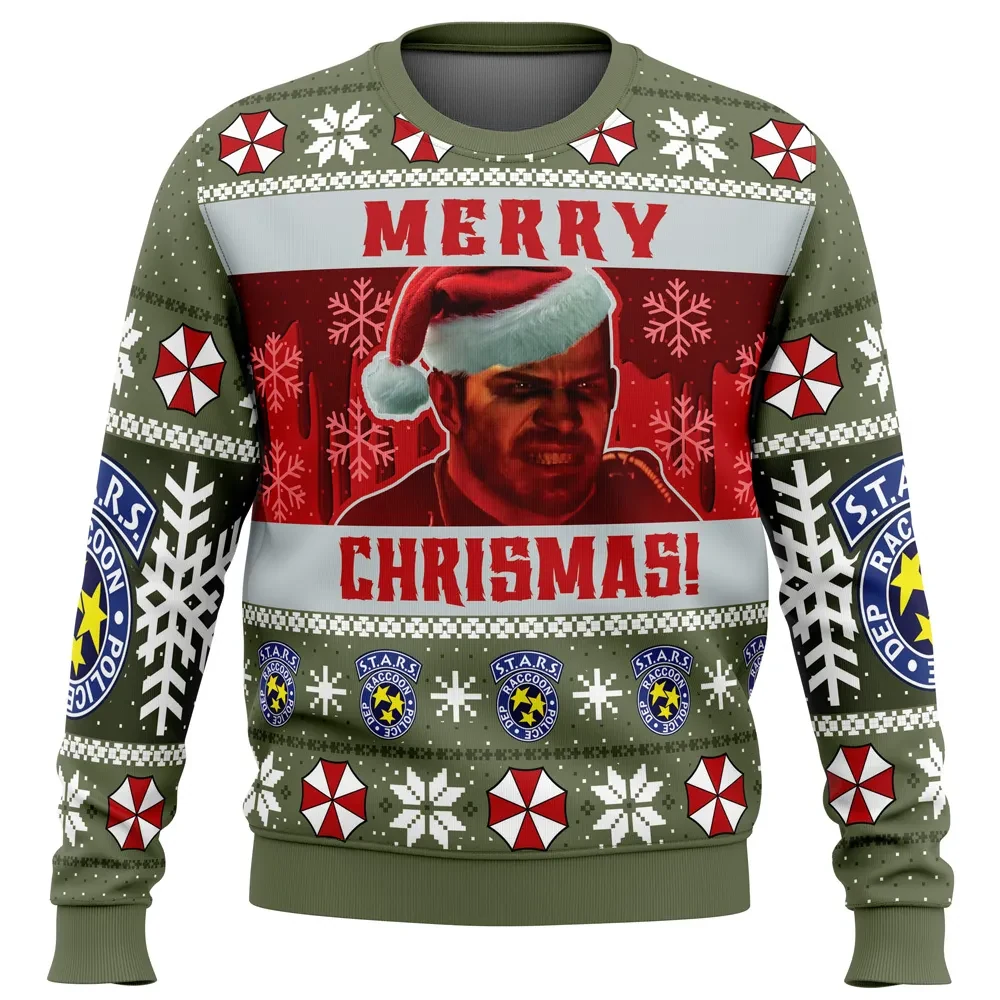 Chris Redfield Bloodline Resident Evil Ugly Christmas Sweater, Resident Evil Gamer Holiday Sweater, Unisex All Over Print Xmas Sweater