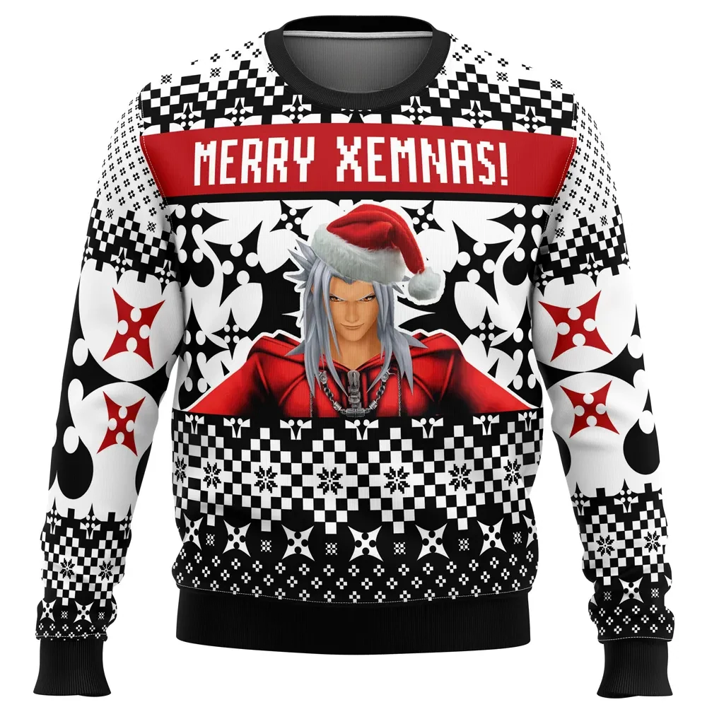 Merry Xemnas Kingdom Hearts Ugly Christmas Sweater, Organization XIII Nobody Symbol Holiday Sweatshirt, Gamer Xmas Party Gift for Fans