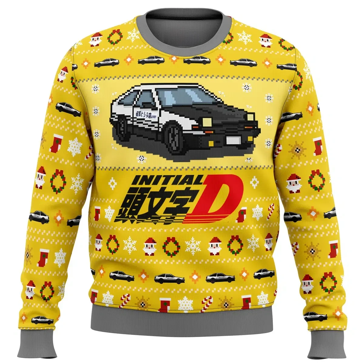 Initial D AE86 Toyota Trueno Ugly Christmas Sweater, Initial D Holiday Sweater, JDM Drift Racing Anime Car Xmas Gift for Car Lovers