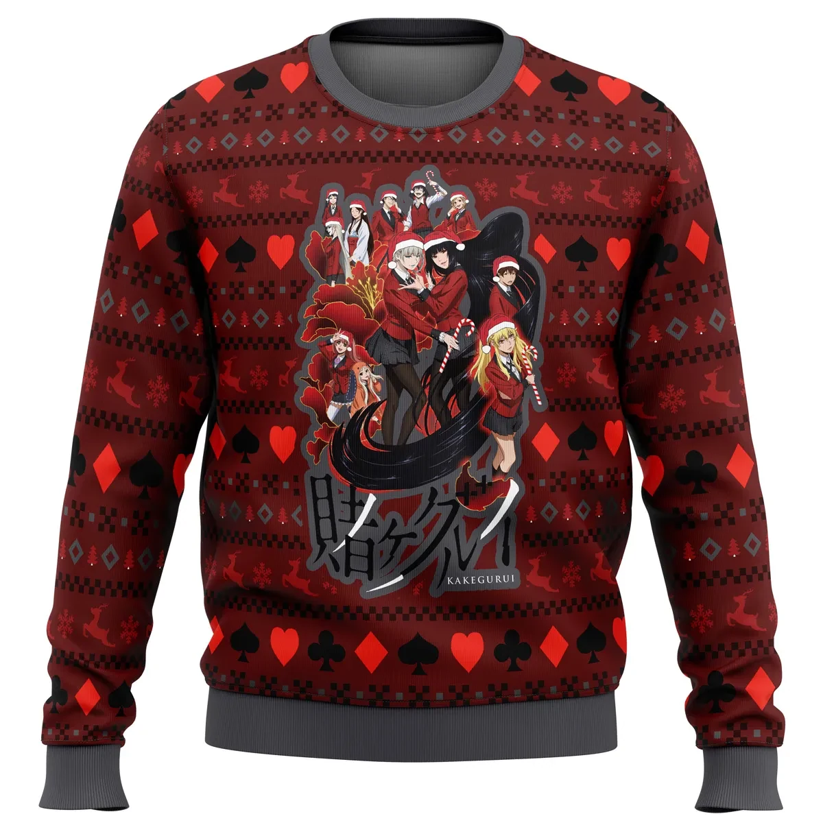 Kakegurui Hyakkaou Private Academy Ugly Christmas Sweater, Kakegurui Holiday Sweater, Yumeko and Student Council Girls, Anime Xmas Gift for Fans