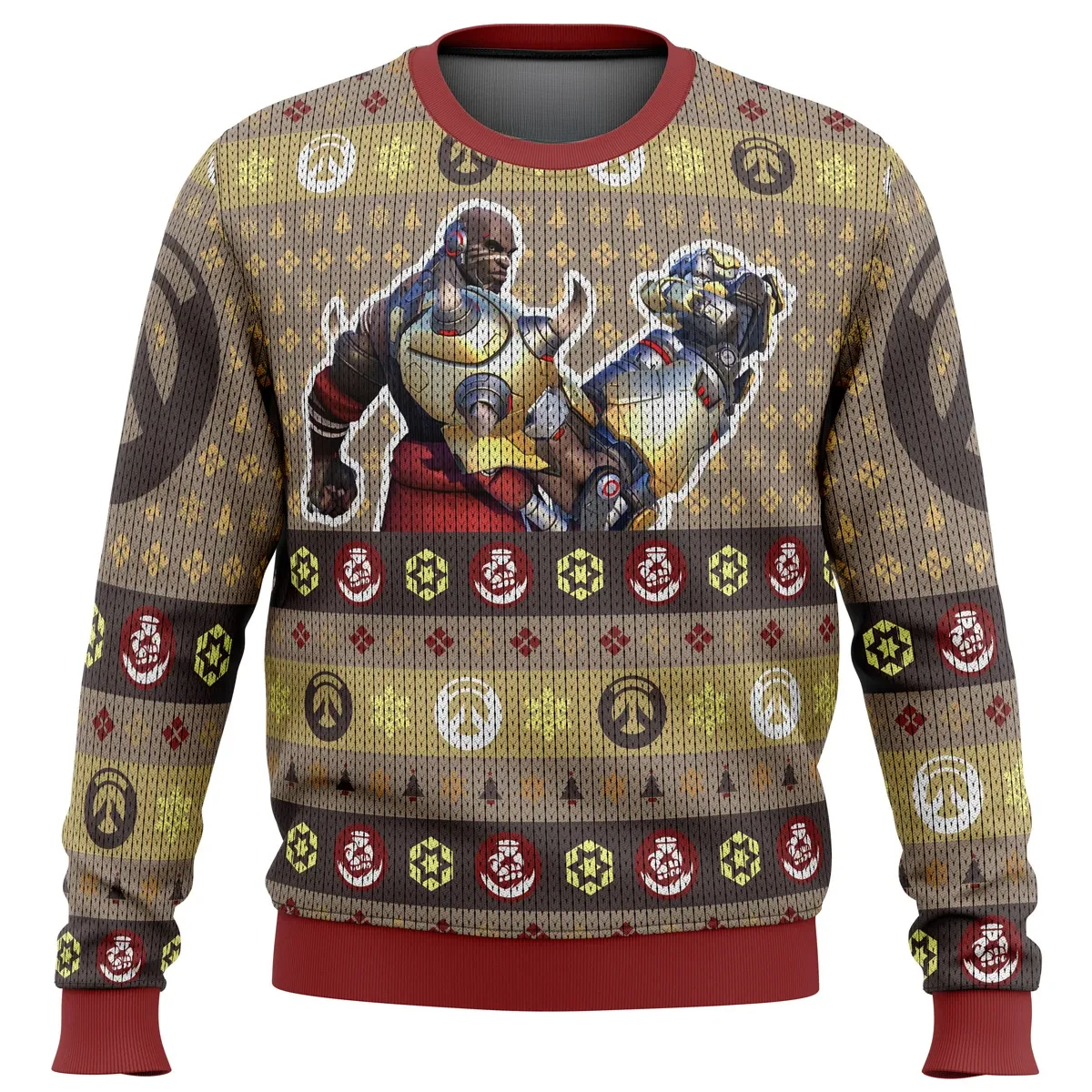 Overwatch Doomfist Ugly Christmas Sweater, Rocket Punch Gamer Holiday Sweater, Video Game Xmas Gift, Unisex All Over Print Sweatshirt
