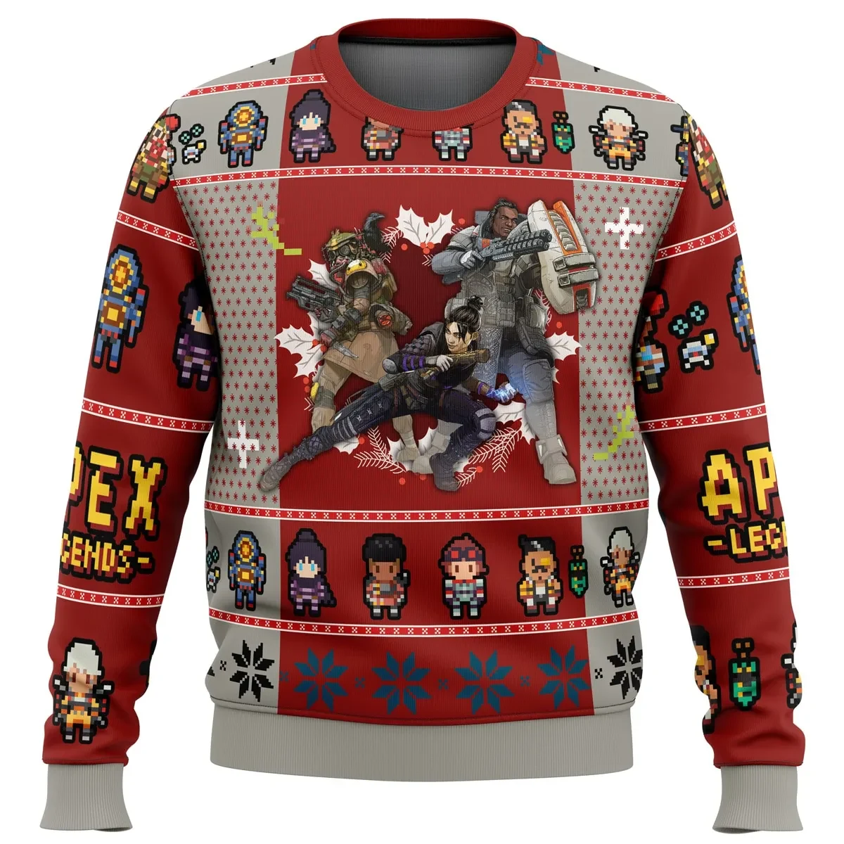 Apex Legends Ugly Christmas Sweater, Apex Legends Holiday Sweater, Pixel Art Battle Royale Characters, Gamer Xmas Gift for Fans