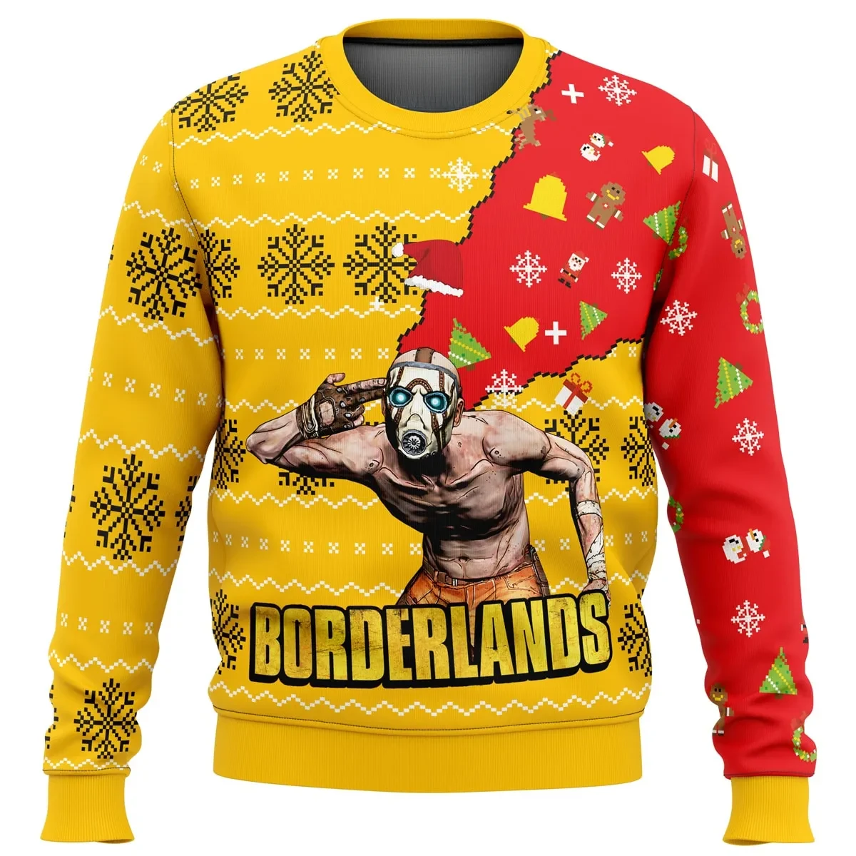 Psycho Borderlands Ugly Christmas Sweater, Borderlands Vault Symbol Holiday Sweater, Gamer Xmas Gift, Masked Bandit Unisex Pullover