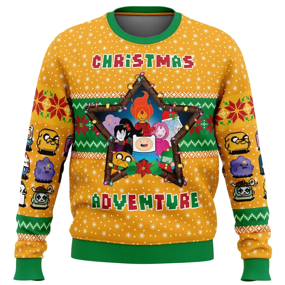 Christmas Adventure Adventure Time Ugly Christmas Sweater, Finn and Jake Marceline Bubblegum Holiday Sweater, Cartoon Xmas Gift