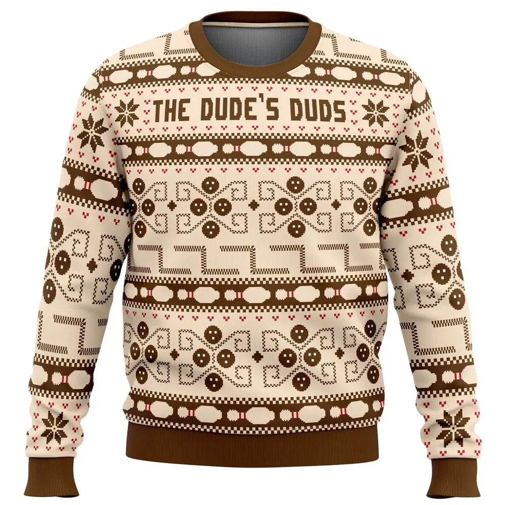 The Dude's Duds The Big Lebowski Ugly Christmas Sweater, Cult Movie Holiday Sweater, Retro Bowling Ball Pattern, Movie Xmas Gift for Film Buffs