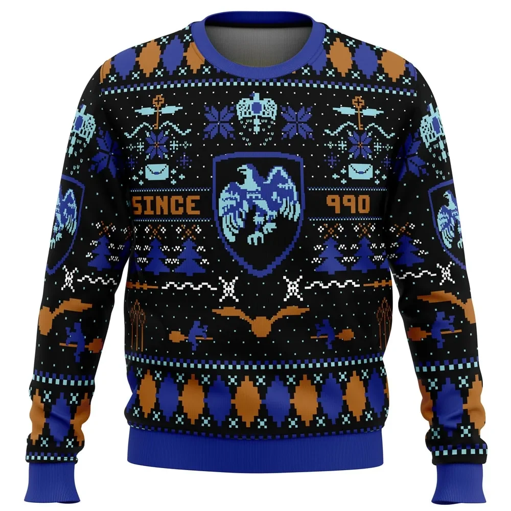 Ugly Eagle Ravenclaw Harry Potter Ugly Christmas Sweater, Hogwarts House Holiday Sweater, Since 990 Eagle Crest, Wizard Xmas Gift for Fans
