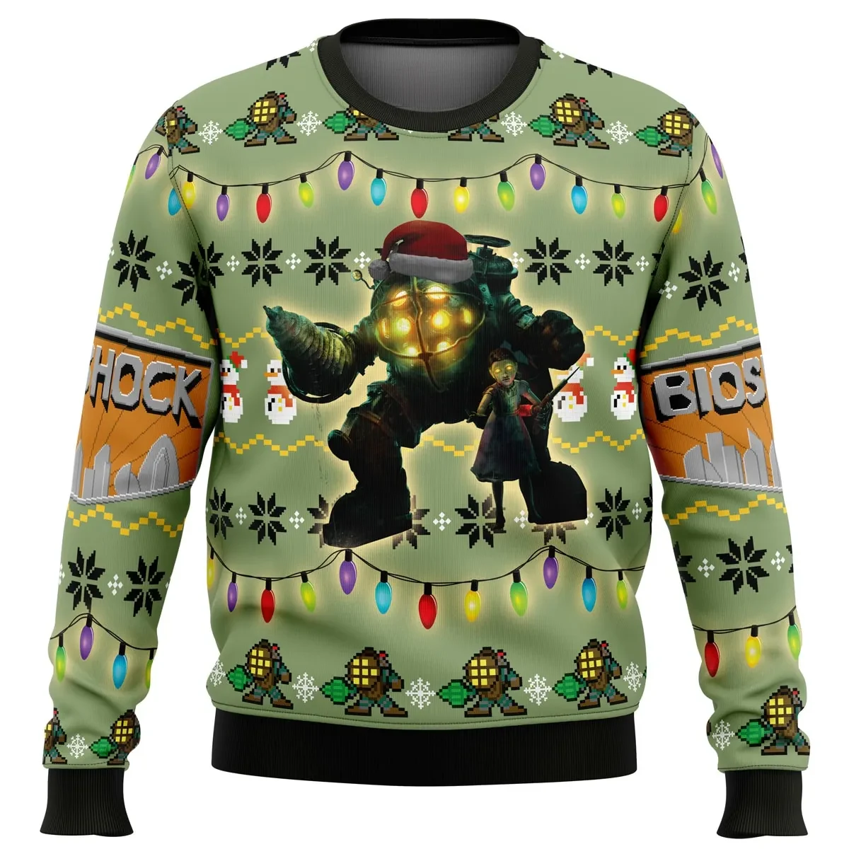 Big Daddy BioShock Ugly Christmas Sweater, BioShock Gamer Holiday Sweater, Video Game Xmas Gift, Little Sister and Rapture Fan Sweatshirt