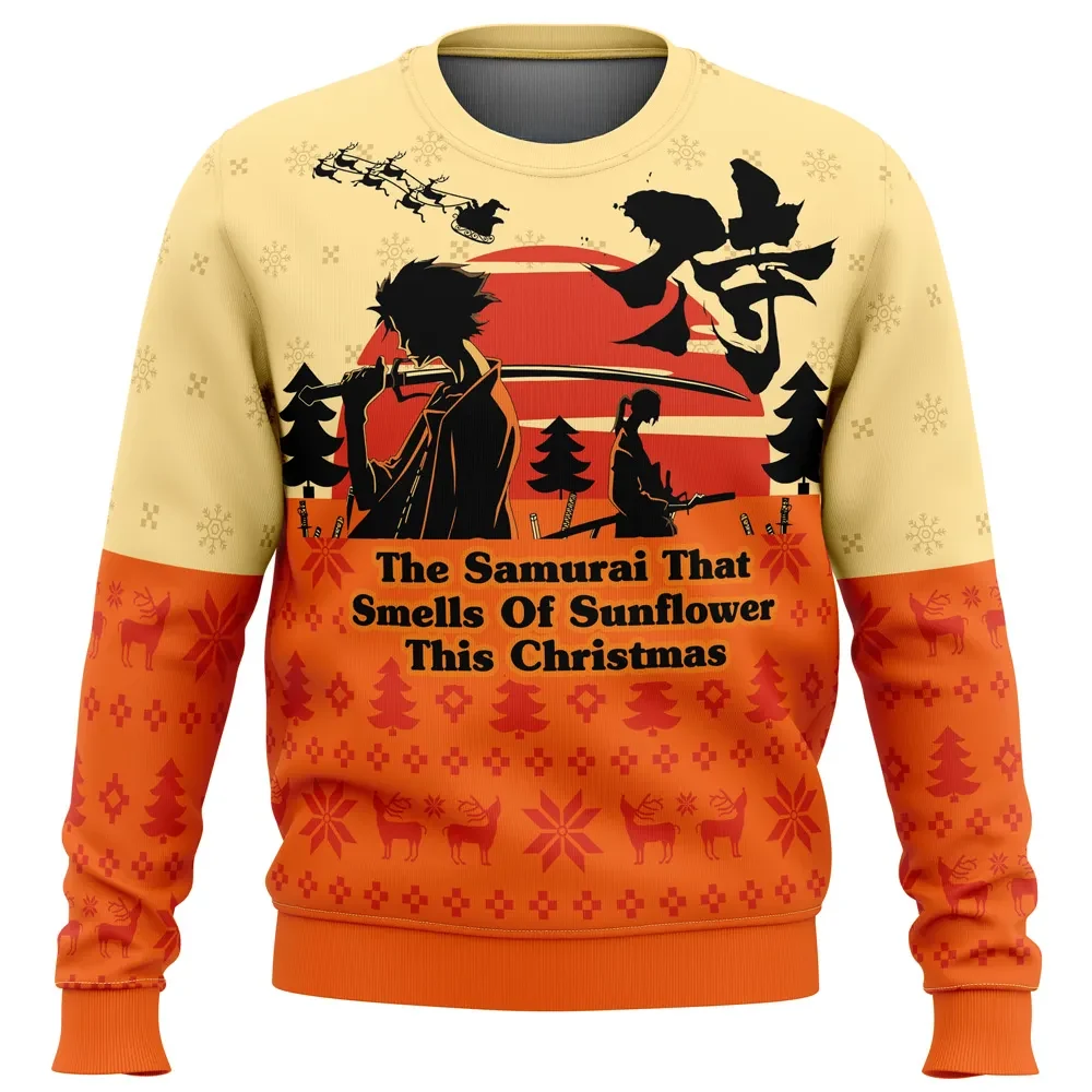 Samurai Champloo The Samurai That Smells of Sunflower This Christmas Ugly Christmas Sweater, Anime Holiday Xmas Sweater