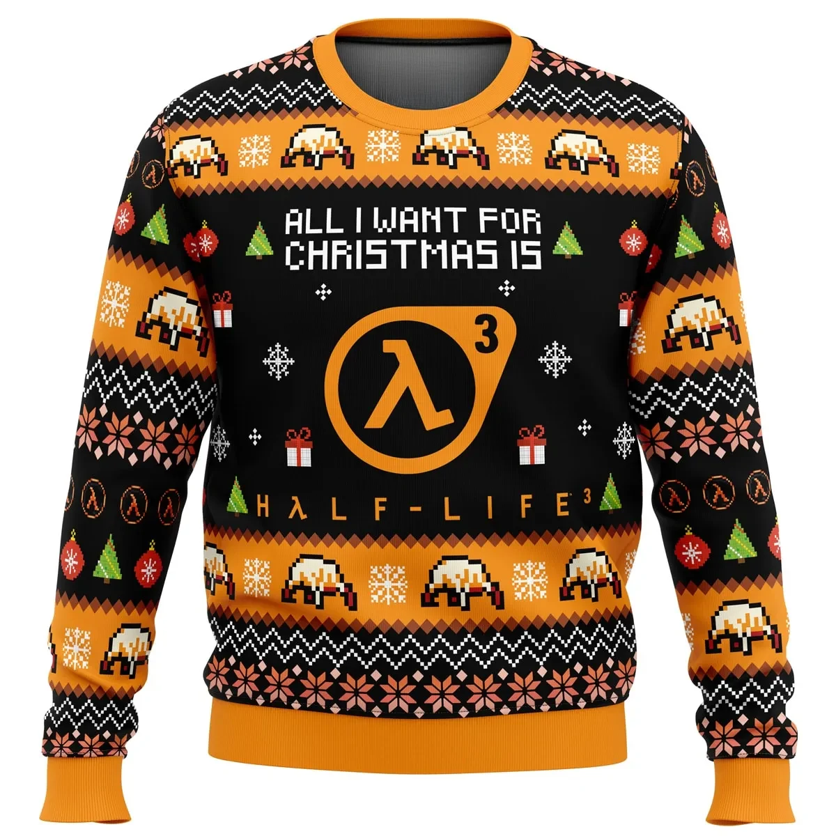All I Want For Christmas Is Half-Life 3 Ugly Christmas Sweater, Half-Life Gamer Holiday Sweater, Gaming Xmas Jumper