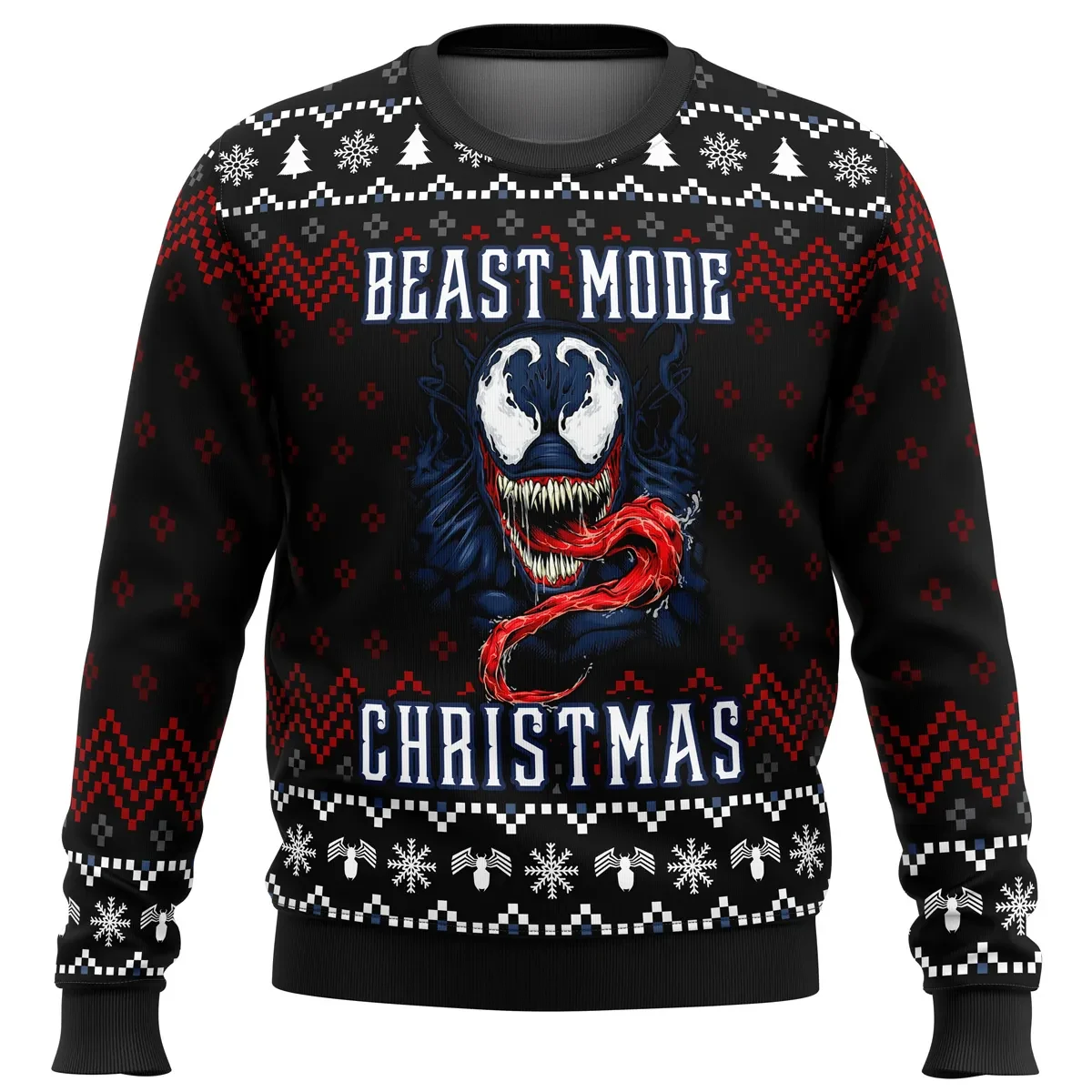 Venom Beast Mode Christmas Ugly Christmas Sweater, Marvel Holiday Sweater, Superhero Xmas Gift, Symbiote Fan Unisex All Over Print Pullover