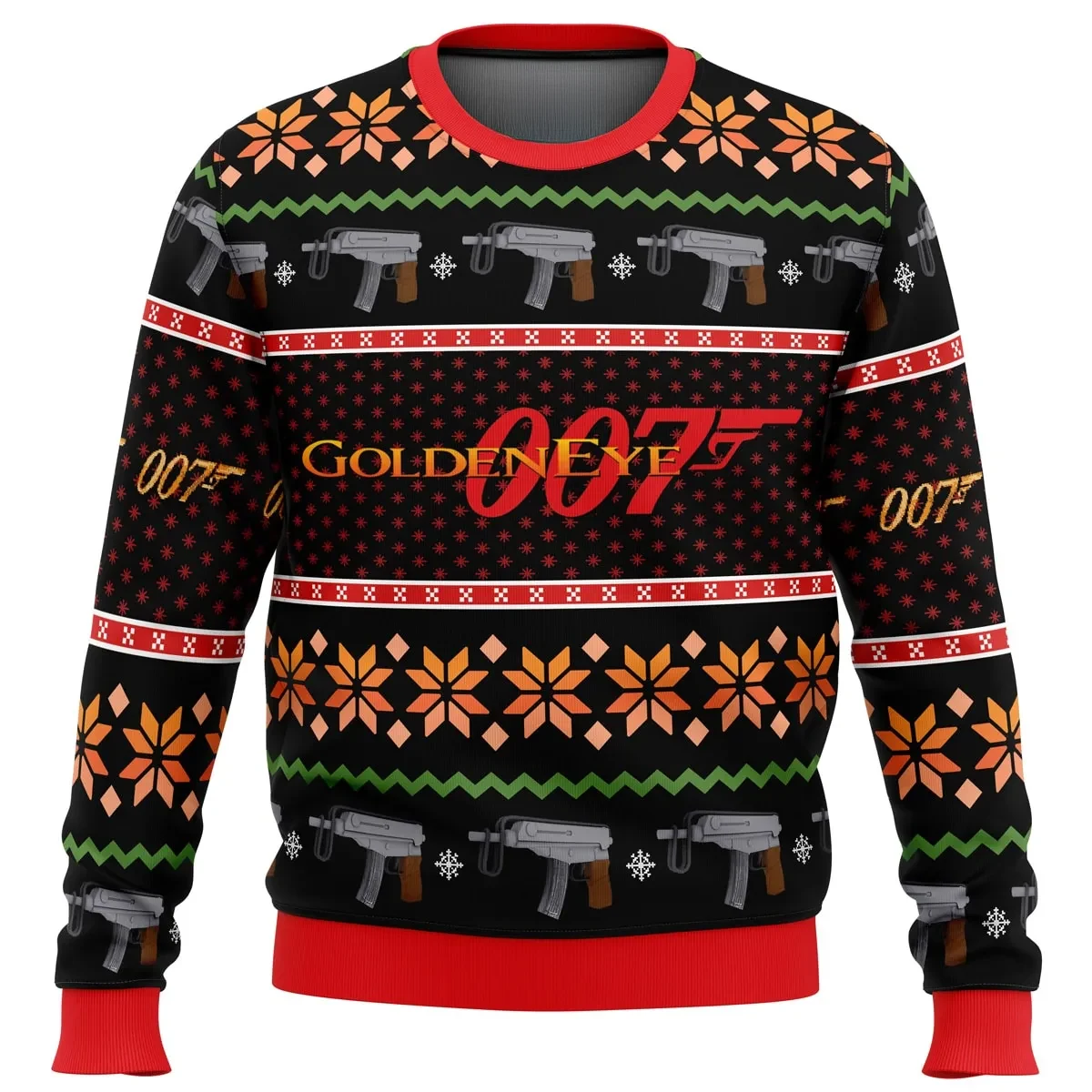 GoldenEye 007 Ugly Christmas Sweater, James Bond Video Game Holiday Sweatshirt, Retro Console Gamer Xmas Gift, Spy Fan All Over Print
