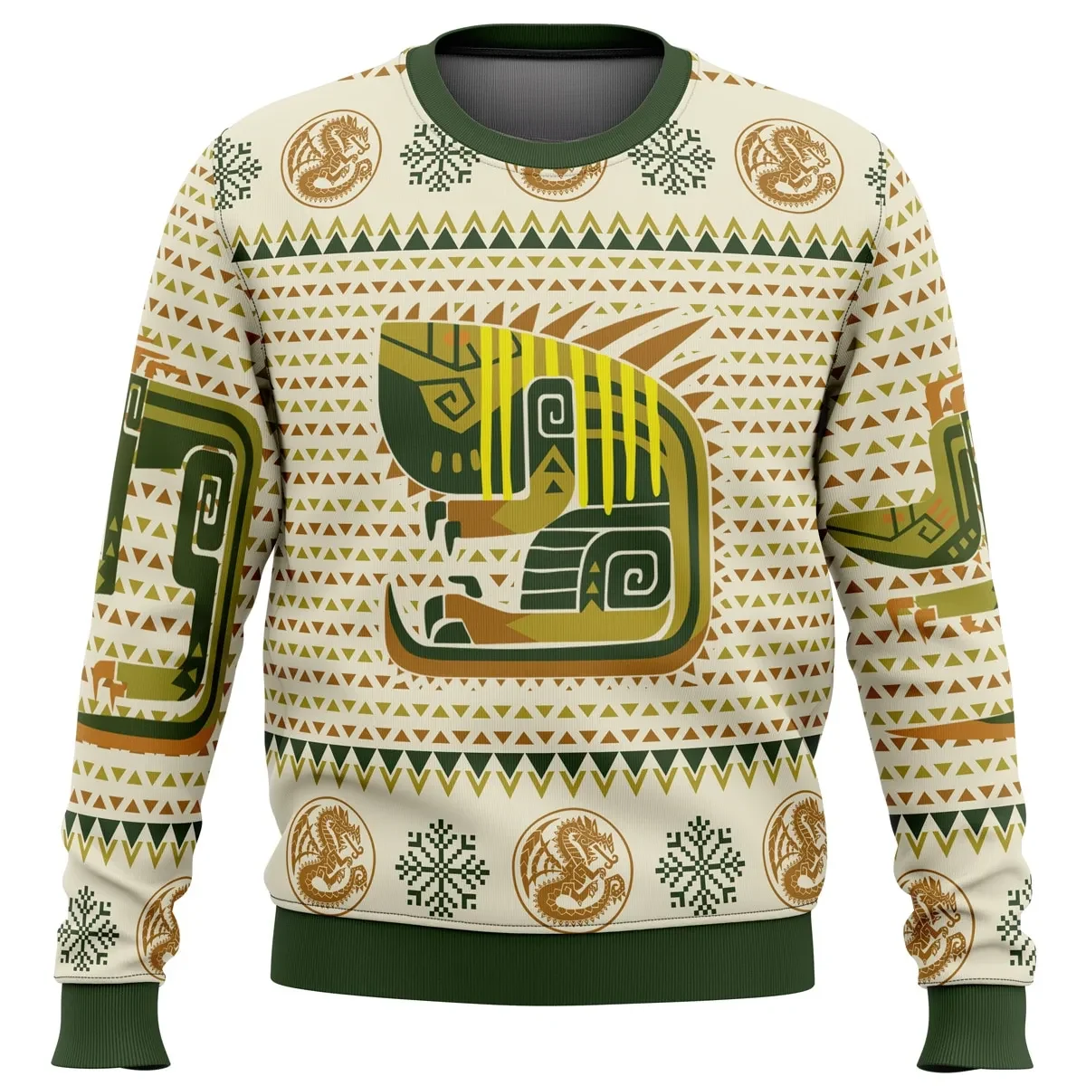Monster Hunter Ugly Christmas Sweater, Monster Hunter Gamer Holiday Sweatshirt with Wyvern Crest, Unisex Xmas Gift for Hunting Game Fans