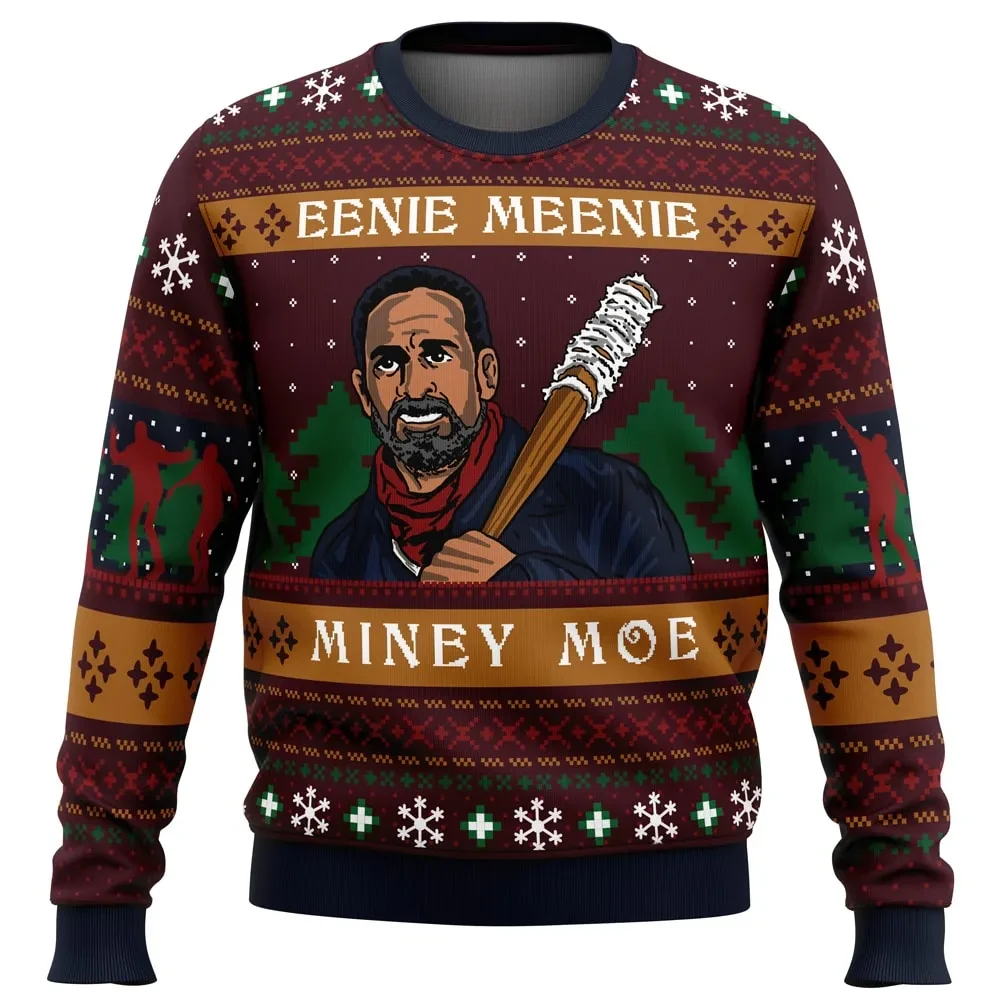 Eenie Meenie Miney Moe The Walking Dead Ugly Christmas Sweater, Negan and Lucille Holiday Sweater, Zombie TV Show Xmas Gift