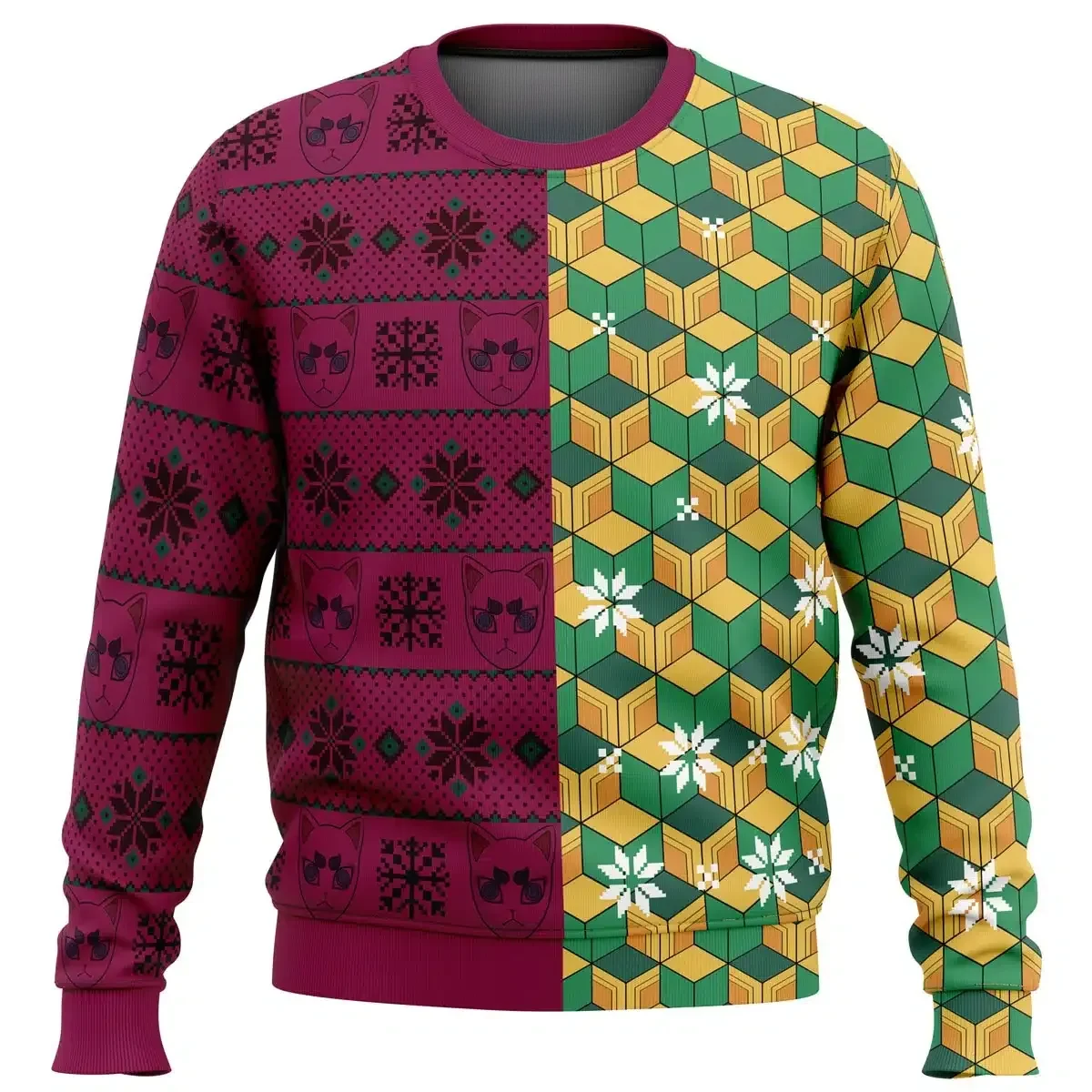 Giyu Tomioka Demon Slayer Ugly Christmas Sweater, Giyu Haori Pattern Holiday Sweater, Water Hashira Kimetsu no Yaiba Anime Xmas Gift