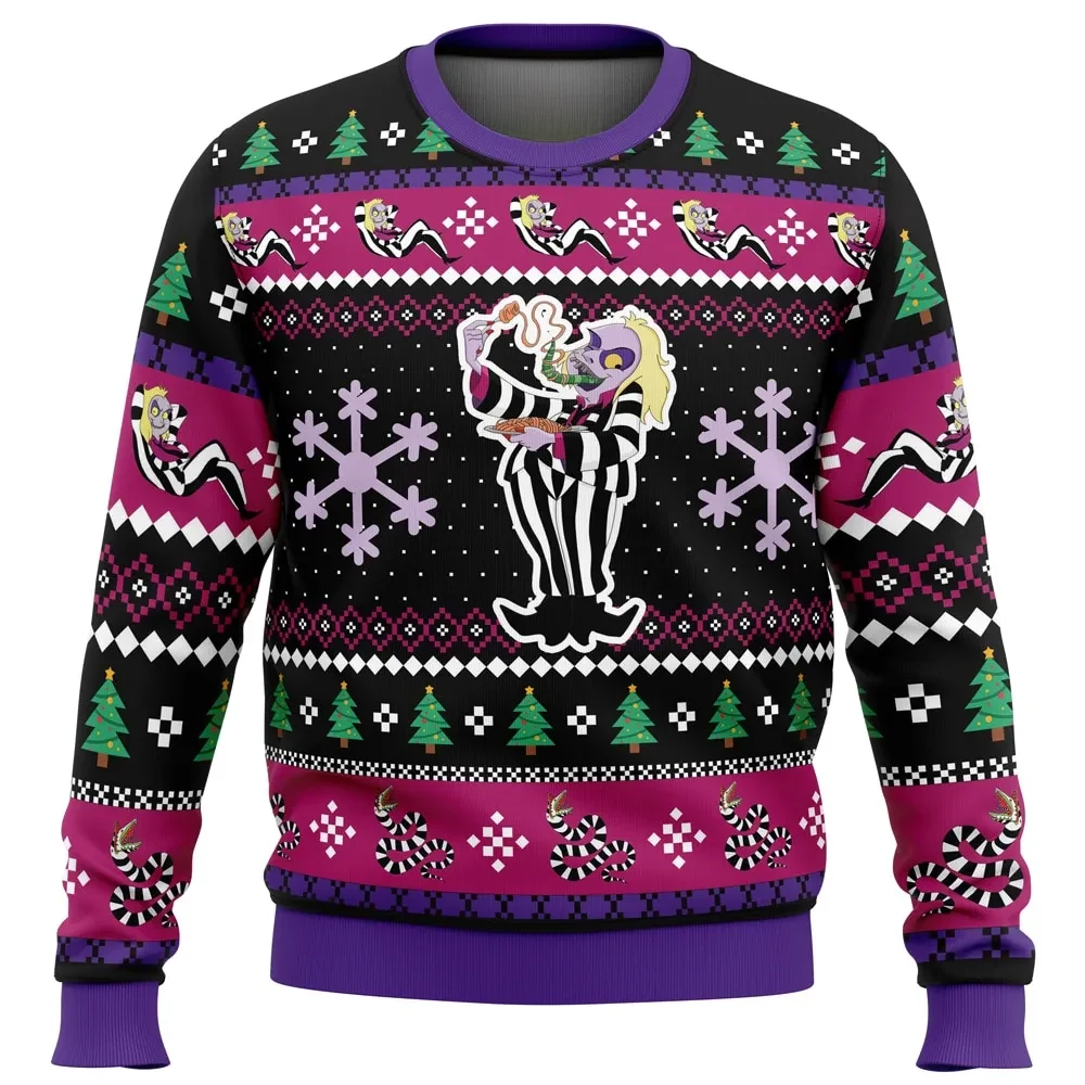 Beetlejuice Beetleguise Ugly Christmas Sweater, Beetlejuice Movie Holiday Sweater, Horror Movie Xmas Gift, Tim Burton Sandworm Sweatshirt