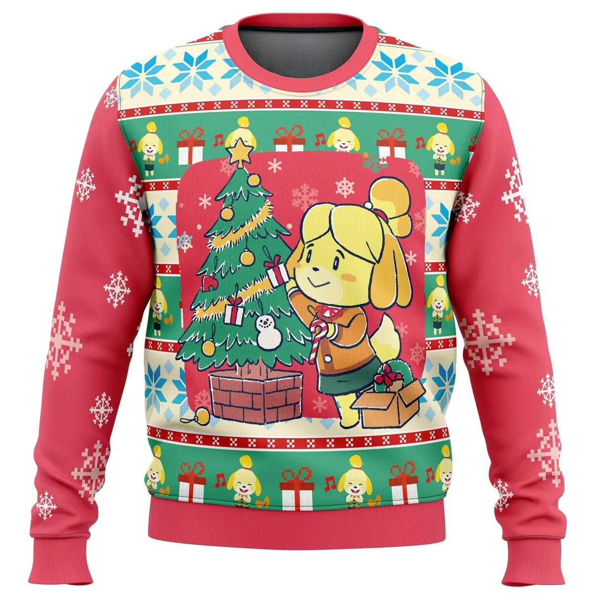 Isabelle Animal Crossing Ugly Christmas Sweater, Nintendo Gamer Holiday Sweater, Isabelle Decorating Tree Video Game Xmas Gift for Fans
