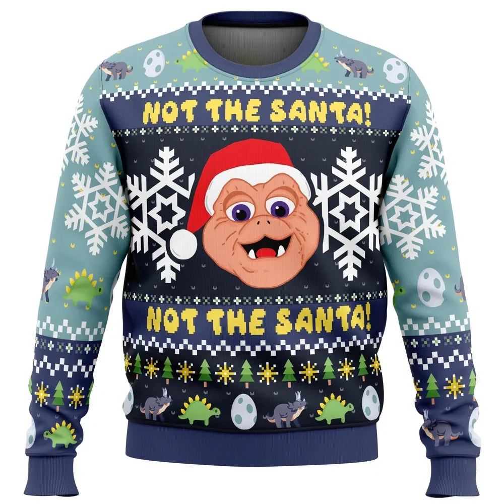 Not the Santa Dinosaurs Ugly Christmas Sweater, Baby Sinclair 90s TV Holiday Sweatshirt, Funny Retro Sitcom Xmas Gift for Nostalgic Fans