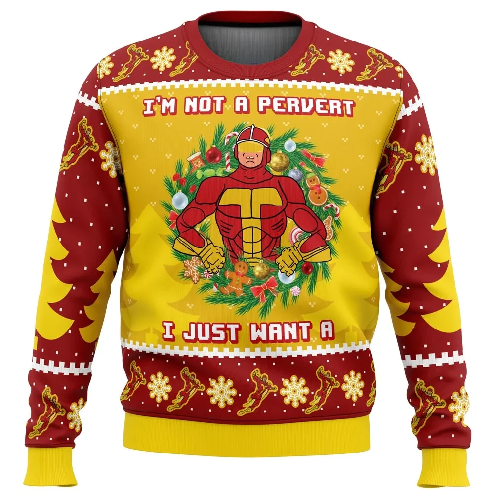 I'm Not a Pervert I Just Want a Turbo Man Ugly Christmas Sweater, Jingle All the Way Movie Holiday Sweater, Unisex Xmas Jumper
