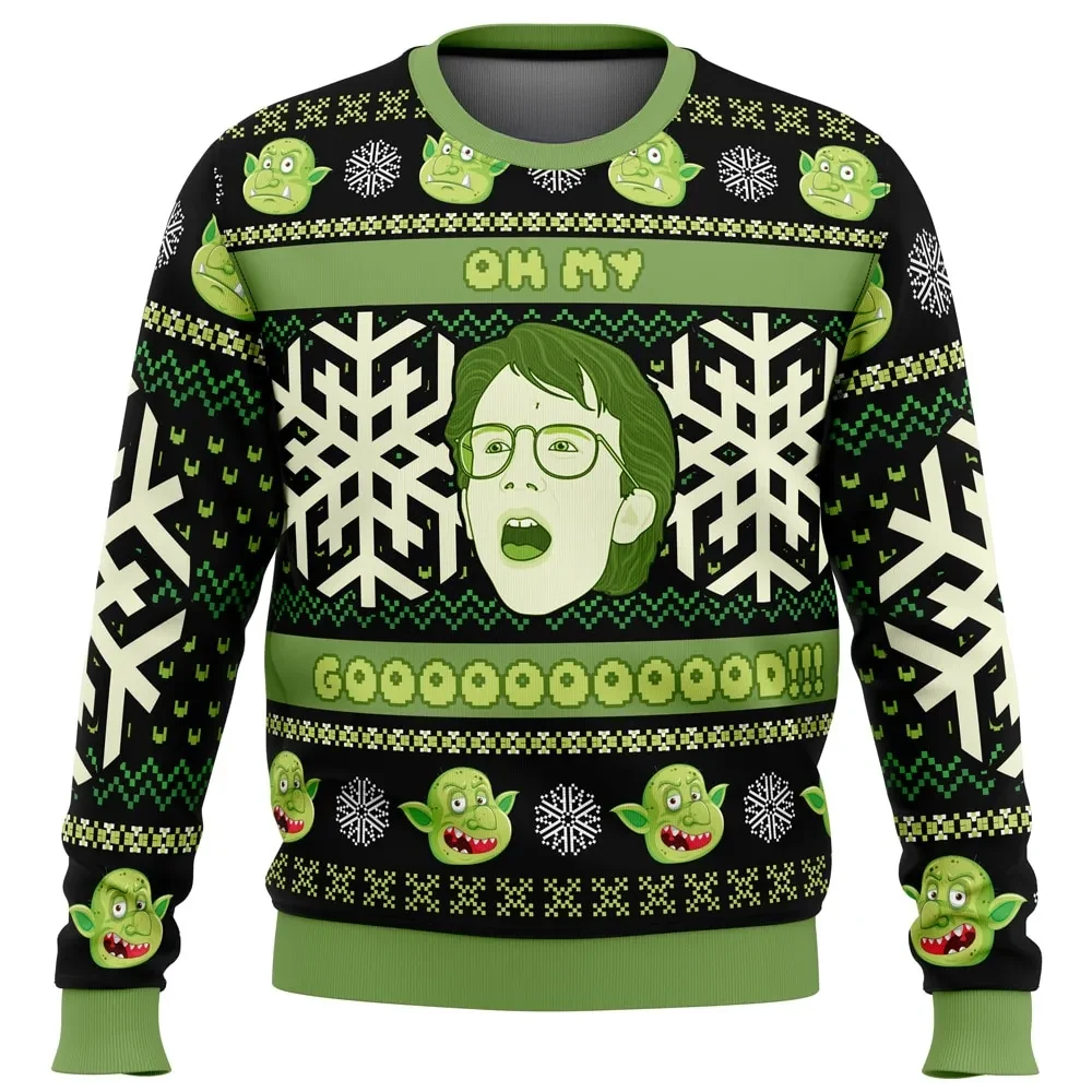 Oh My God Troll 2 Ugly Christmas Sweater, Cult Movie Holiday Sweater, Goblin Faces and Snowflakes, Funny Movie Xmas Gift for B-Movie Fans