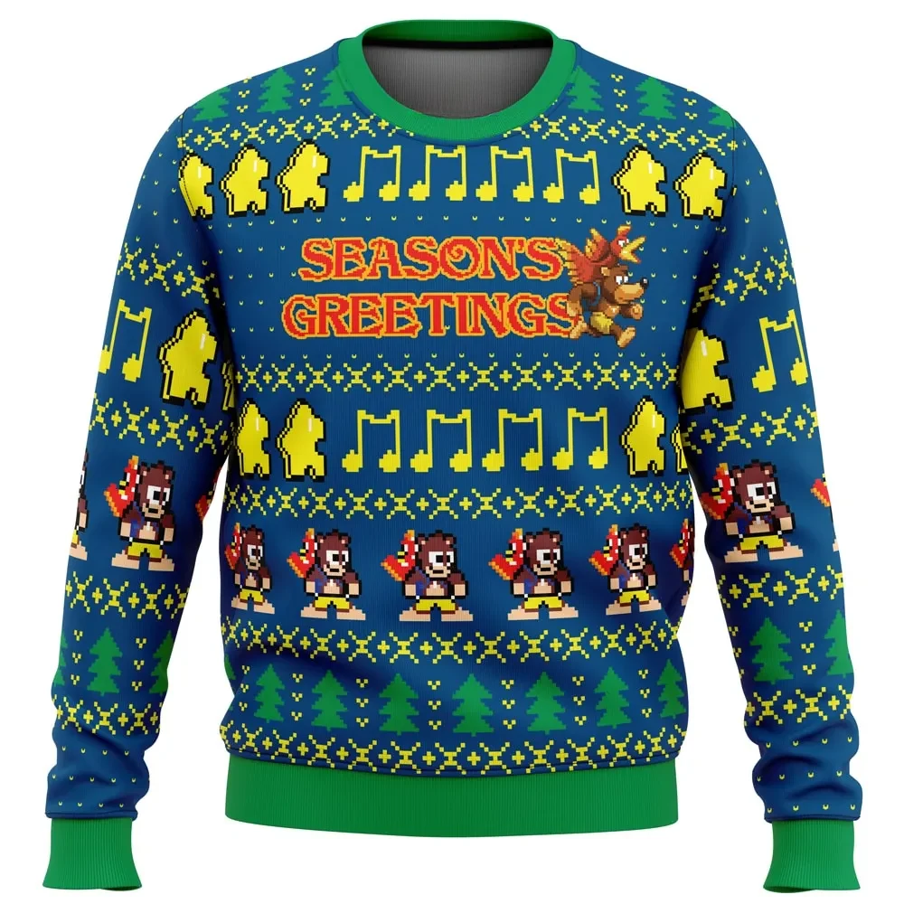 Season's Greetings Banjo-Kazooie Ugly Christmas Sweater, Retro Nintendo 64 Game Holiday Sweater, Gamer Xmas Sweater
