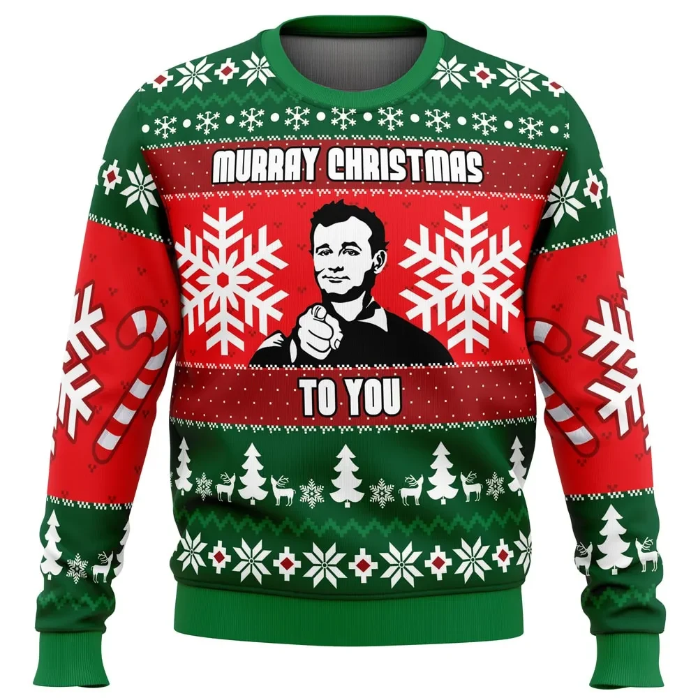 Murray Christmas To You Bill Murray Ugly Christmas Sweater, Funny Movie Quote Holiday Sweater, Unisex All Over Print Xmas Party Gift for Fans