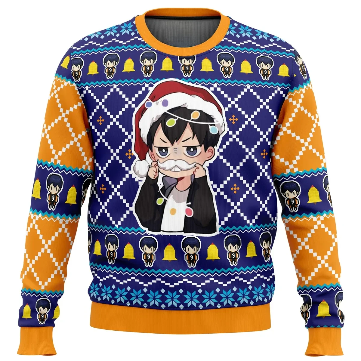 Santa Tobio Kageyama Haikyuu Ugly Christmas Sweater, Haikyu Volleyball Holiday Sweater, Cute Chibi Anime Xmas Gift, Unisex Sweatshirt