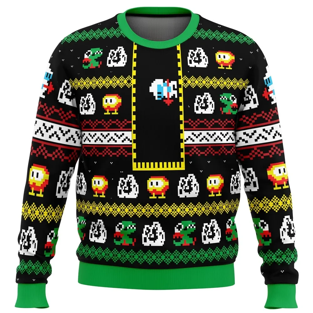 I Dig Christmas Dig Dug Ugly Christmas Sweater, Retro Arcade Holiday Sweatshirt with Pooka and Fygar, 80s Pixel Gamer Xmas Gift