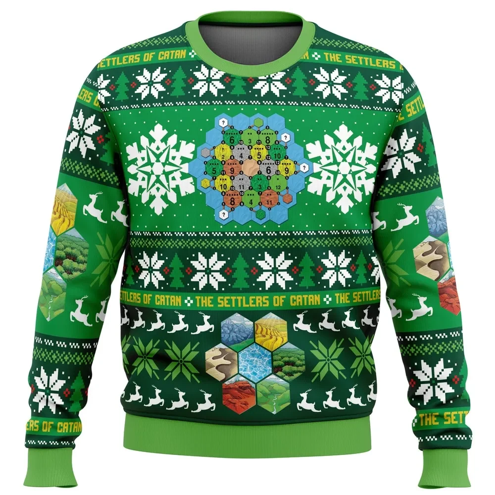 Christmas Settlers of Catan Ugly Christmas Sweater, Board Game Hex Tile Holiday Sweatshirt, Board Gamer Xmas Gift for Family Game Night
