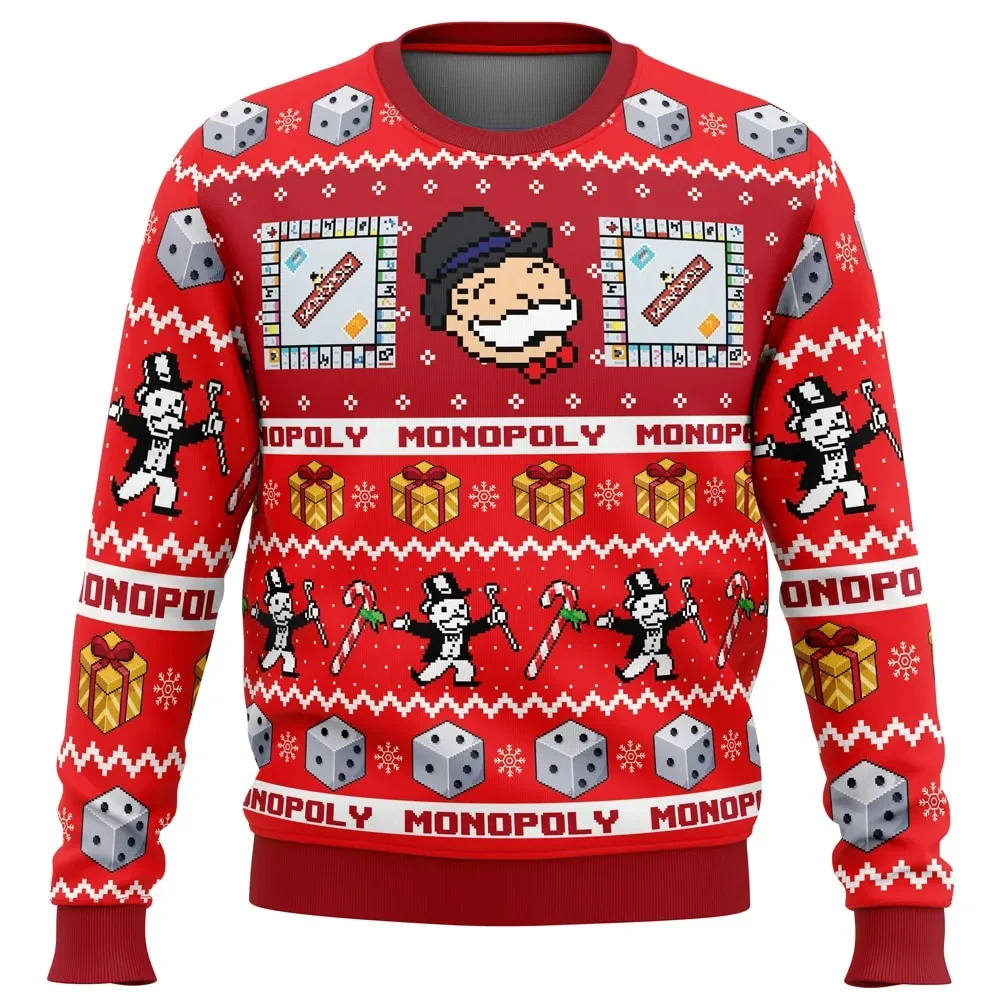 Christmas Monopoly Board Games Ugly Christmas Sweater, Mr. Monopoly Holiday Sweater, Board Game Xmas Gift, Unisex All Over Print Sweatshirt