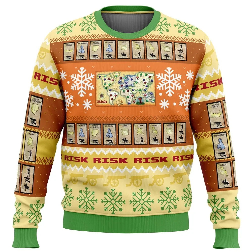 Christmas Risk Board Game Ugly Christmas Sweater, Strategy Game Holiday Sweatshirt with World Map, Board Gamer Xmas Gift, Tabletop Fan