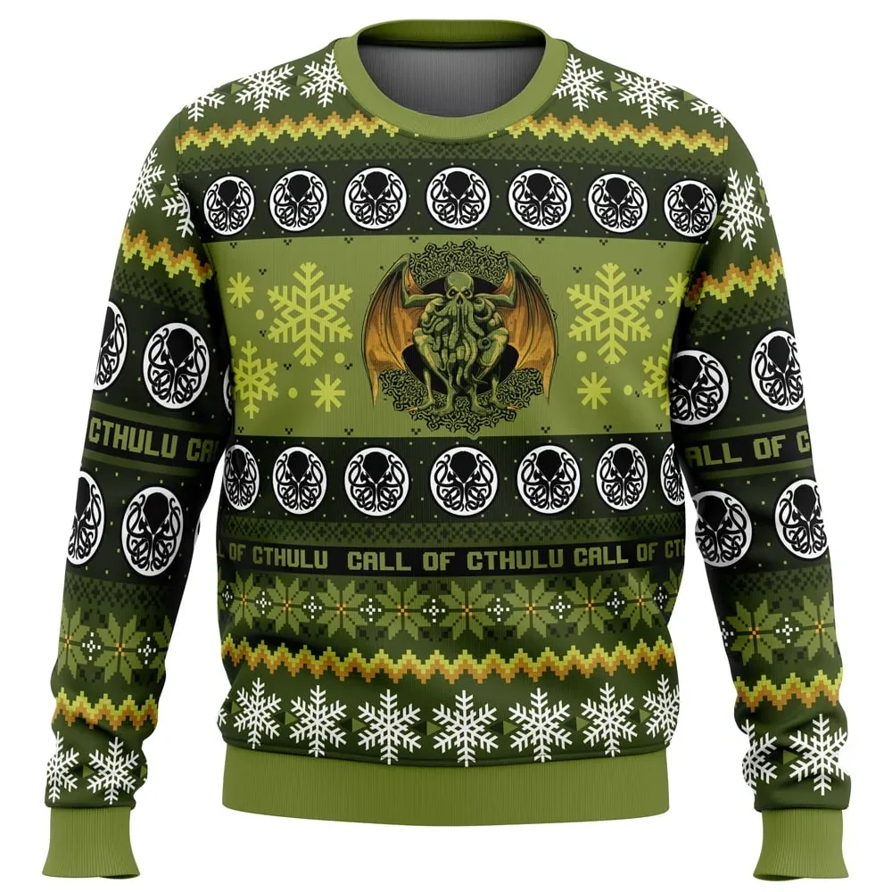 Christmas Call of Cthulhu Board Game Ugly Christmas Sweater, Lovecraft Horror Holiday Sweatshirt, Tabletop Gamer Xmas Gift for Fans