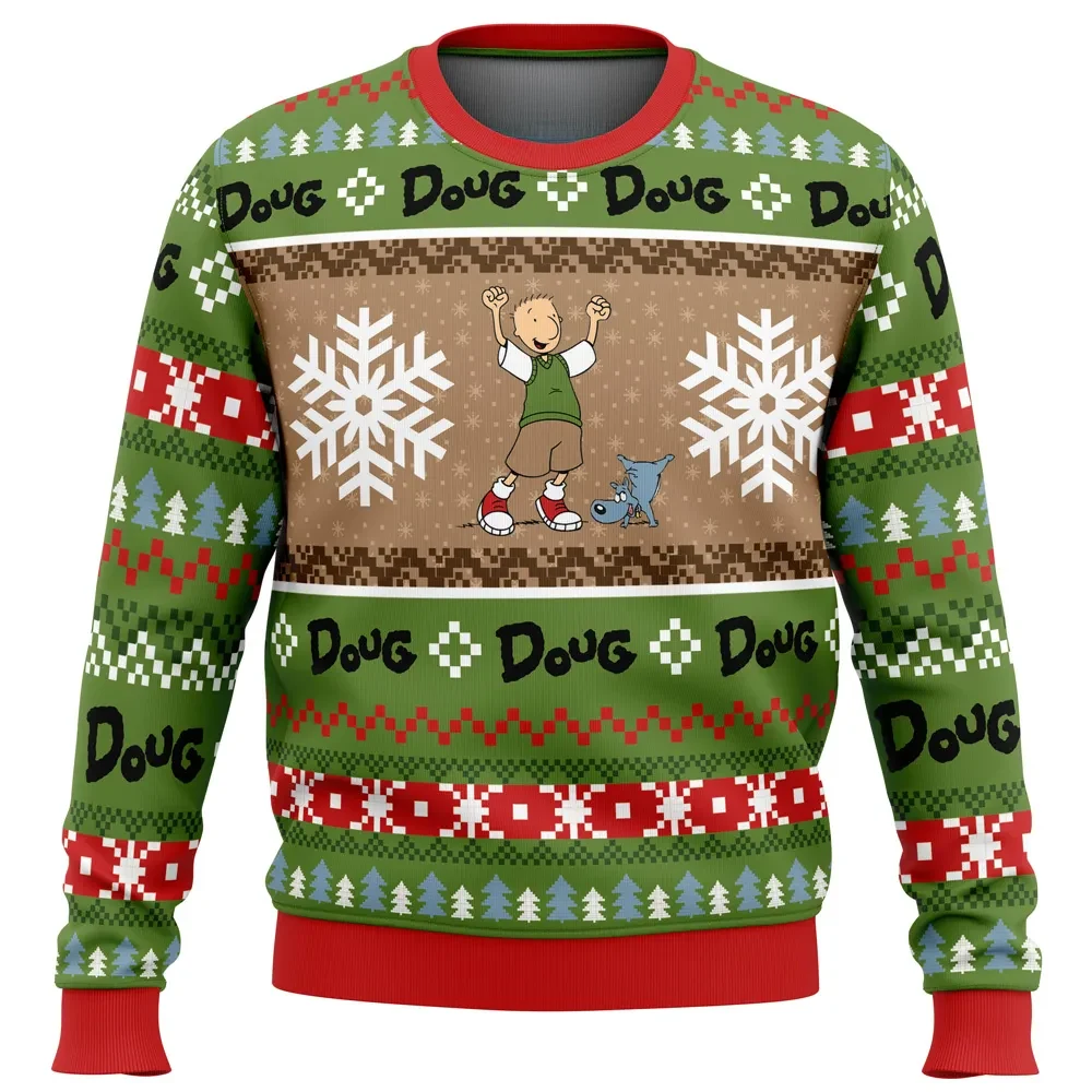 Christmas Doug Ugly Christmas Sweater, Nickelodeon Doug Funnie and Porkchop Holiday Sweatshirt, 90s Cartoon Xmas Gift for Nostalgia Fans