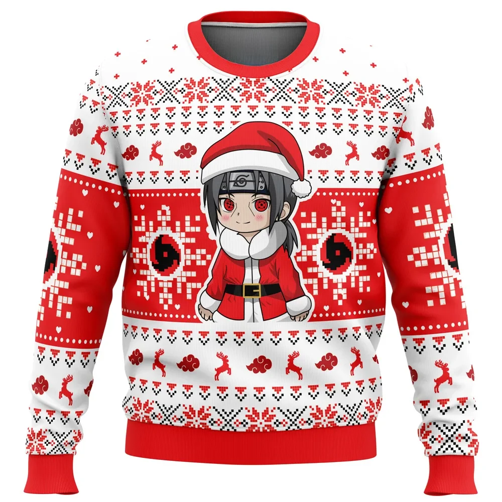 Christmas Chibi Itachi Uchiha Akatsuki Naruto Shippuden Ugly Christmas Sweater, Itachi Anime Holiday Sweater, Anime Xmas Sweater