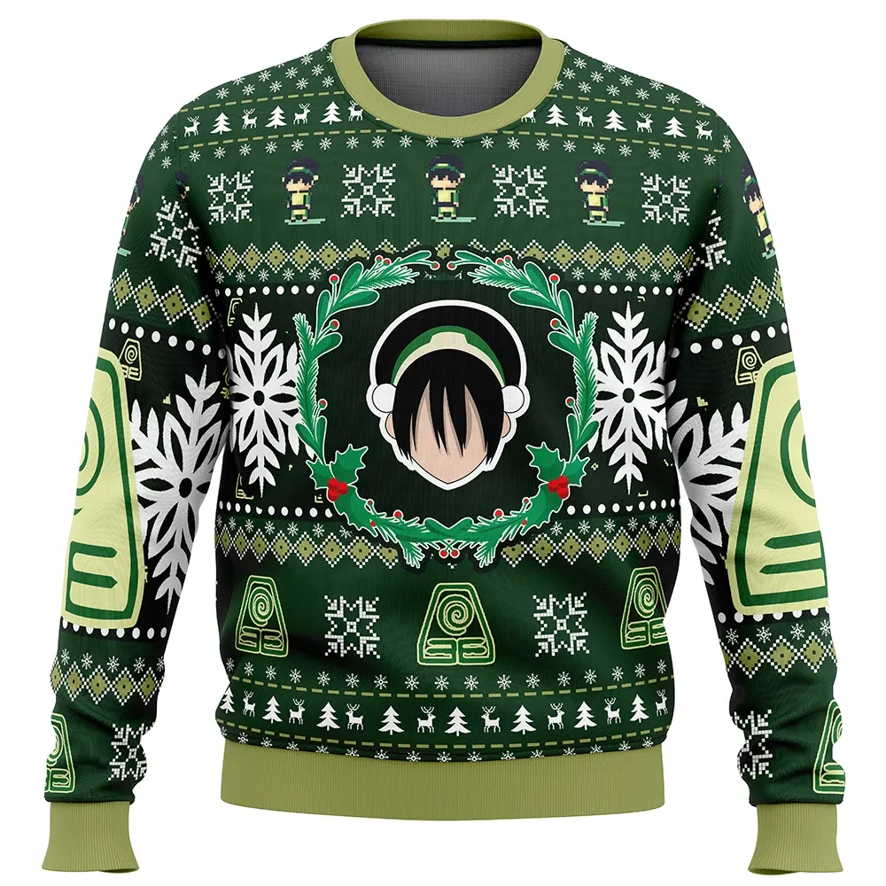 Earthbenders Toph Avatar The Last Airbender Ugly Christmas Sweater, Earth Kingdom Holiday Sweater, Unisex All Over Print Xmas Sweater