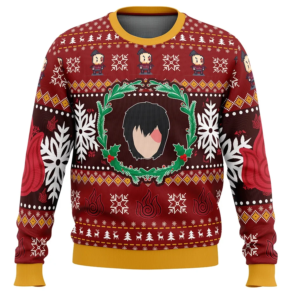 Firebenders Zuko Avatar The Last Airbender Ugly Christmas Sweater, Fire Nation Holiday Sweater, Unisex All Over Print Xmas Sweater