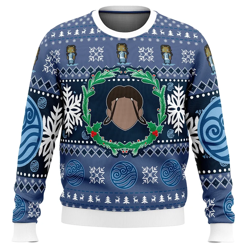 Waterbenders Katara Avatar The Last Airbender Ugly Christmas Sweater, Water Tribe Holiday Sweater, Unisex All Over Print Xmas Sweater