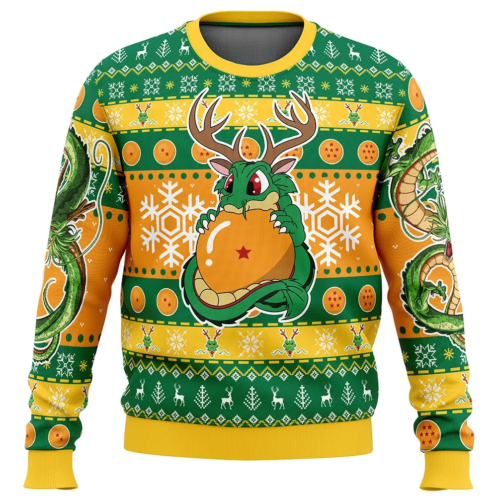 Christmas Chibi Shenron Dragon Ball Z Ugly Christmas Sweater, DBZ Reindeer Dragon Holiday Sweatshirt, Unisex Anime Xmas Gift for Fans
