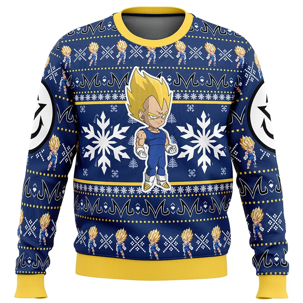 Majin Vegeta Dragon Ball Z Ugly Christmas Sweater, Saiyan Prince Royal Crest DBZ Holiday Sweater, Anime Xmas Gift for Fans