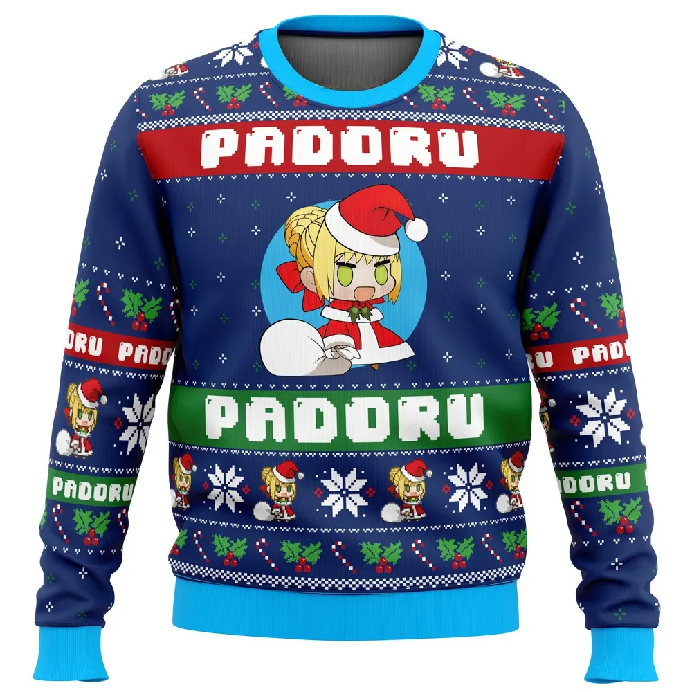 Padoru Nero Claudius Ugly Christmas Sweater, Fate Extra Holiday Sweatshirt, Padoru Meme Saber Unisex Anime Gamer Xmas Gift for Fans