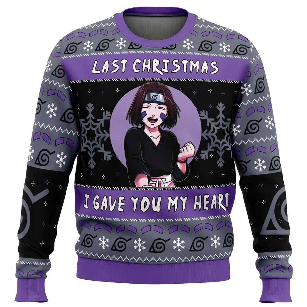 Last Christmas I Gave You My Heart Rin Nohara Naruto Shippuden Ugly Christmas Sweater, Naruto Anime Holiday Sweater, Xmas Sweater