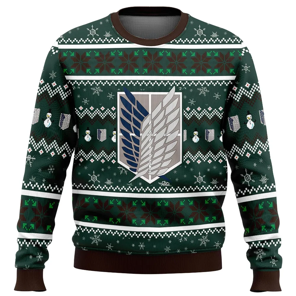 Survey Corps Scout Regiment Wings of Freedom Attack on Titan Ugly Christmas Sweater, Anime Holiday Sweater, Unisex All Over Print Xmas Sweater