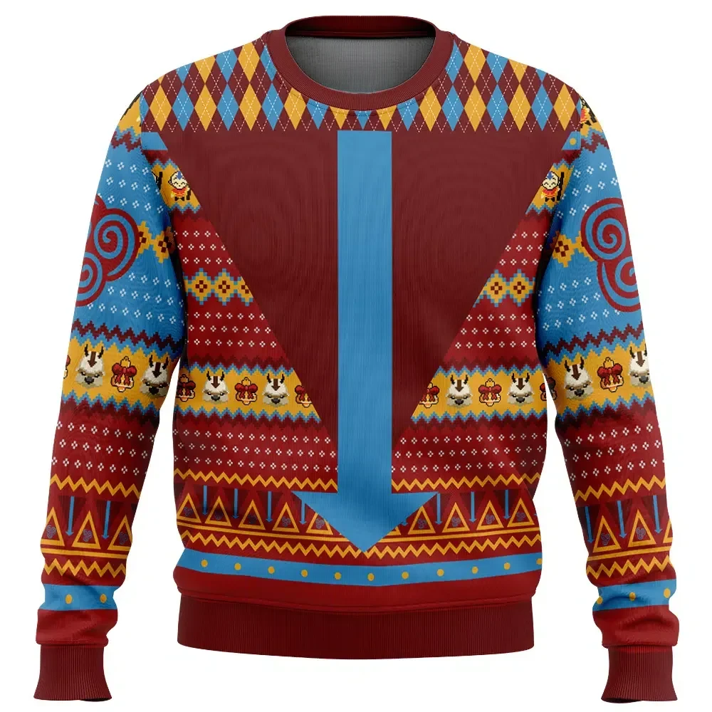 Airbender Avatar the Last Airbender Ugly Christmas Sweater, Aang Air Nomad Holiday Sweater, Blue Arrow Cartoon Xmas Gift for Fans