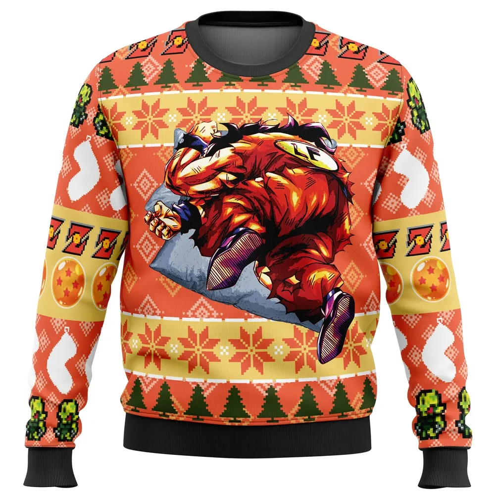 Christmas Yamcha Death Pose Dragon Ball Z Ugly Christmas Sweater, DBZ Meme Holiday Sweater, Saibamen Back Print, Anime Xmas Gift