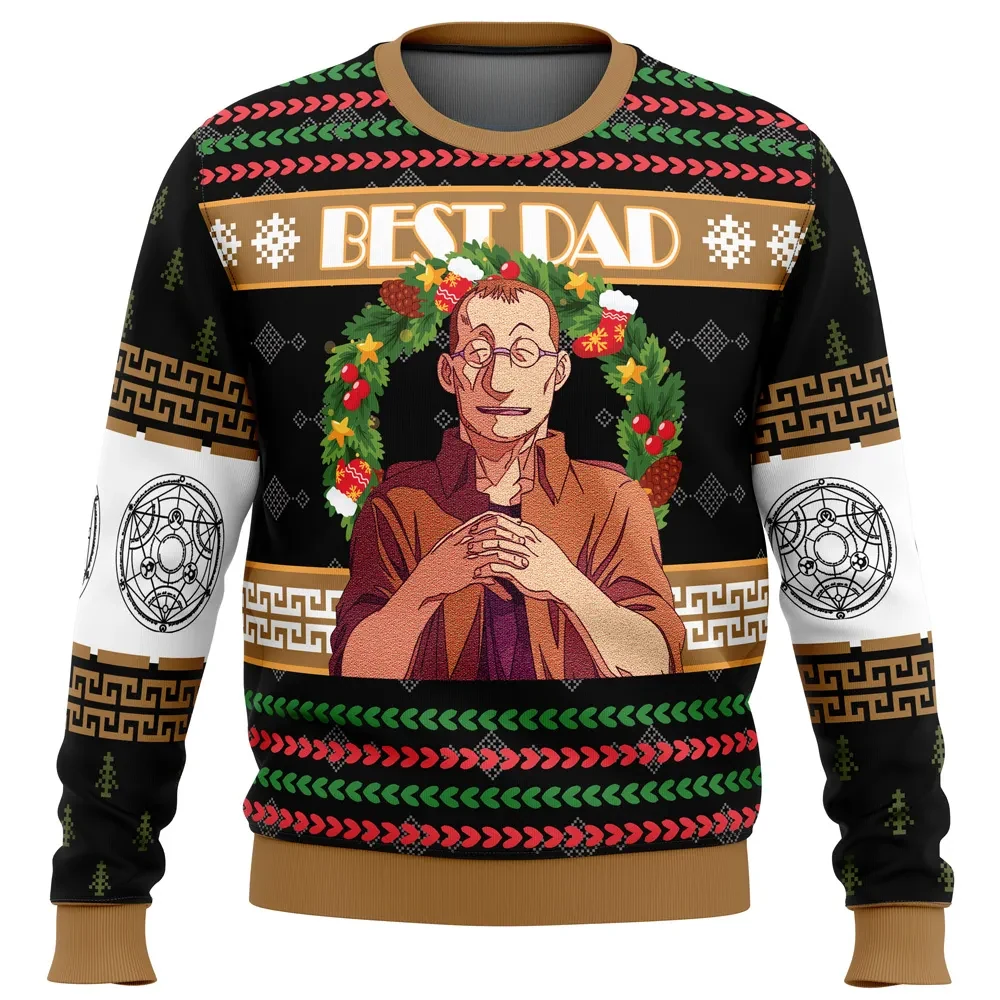 Shou Tucker Best Dad Ugly Christmas Sweater, Fullmetal Alchemist Holiday Sweater, Nina Chimera Dark Humor Unisex Sweatshirt, Anime Xmas Gift